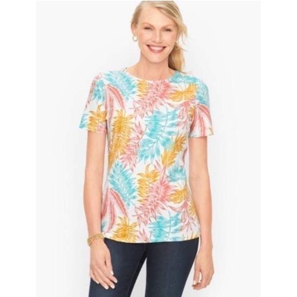 Talbots White Palm Leaf Tee - Picture 1 of 4